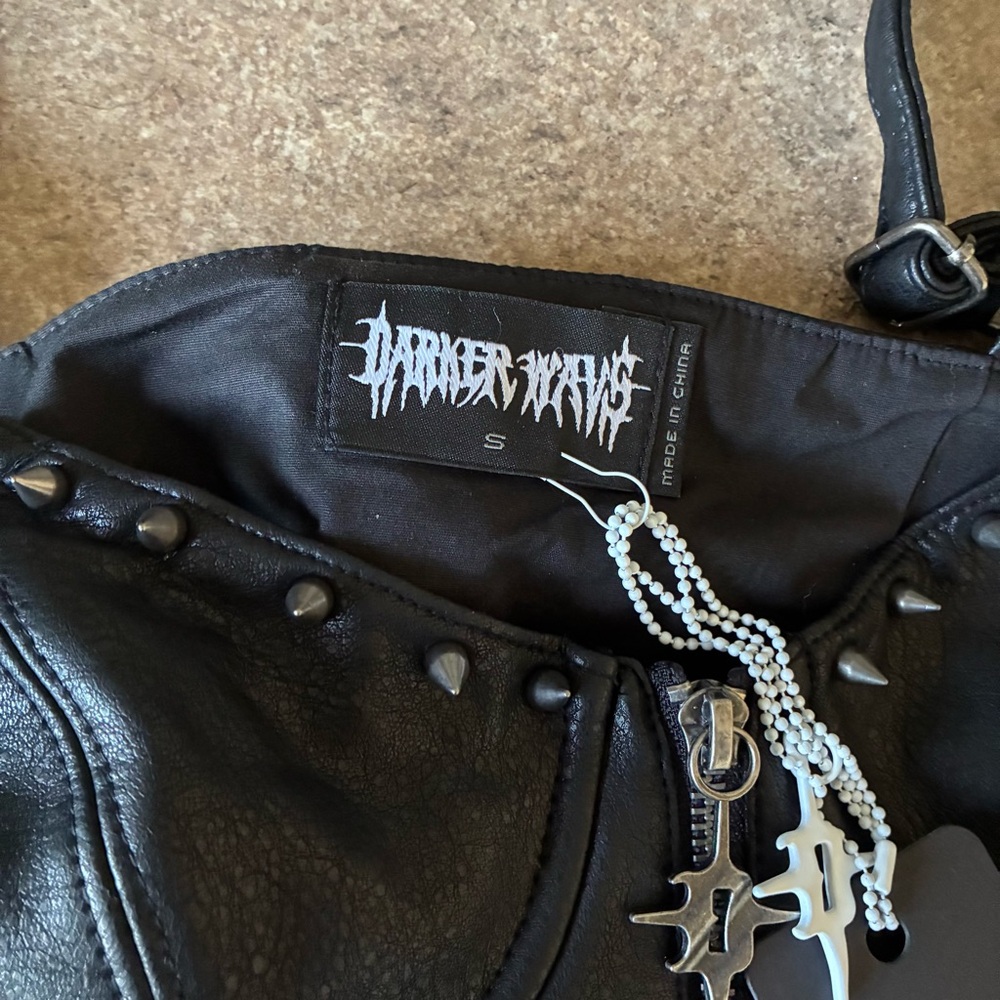 Dolls Kill Darker Wavs Downbeat Spiked Corset Top - Picture 3 of 4